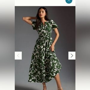 Anthropologie Green Somerset Maxi Dress